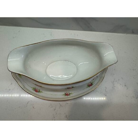 Noritake Handpainted Nippon Pink Floral Gold Graby Boat Dish - Picture 2 of 5